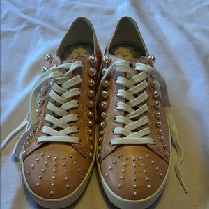 Stuart Weitzman Pink Pearl-Embellished Sneakers